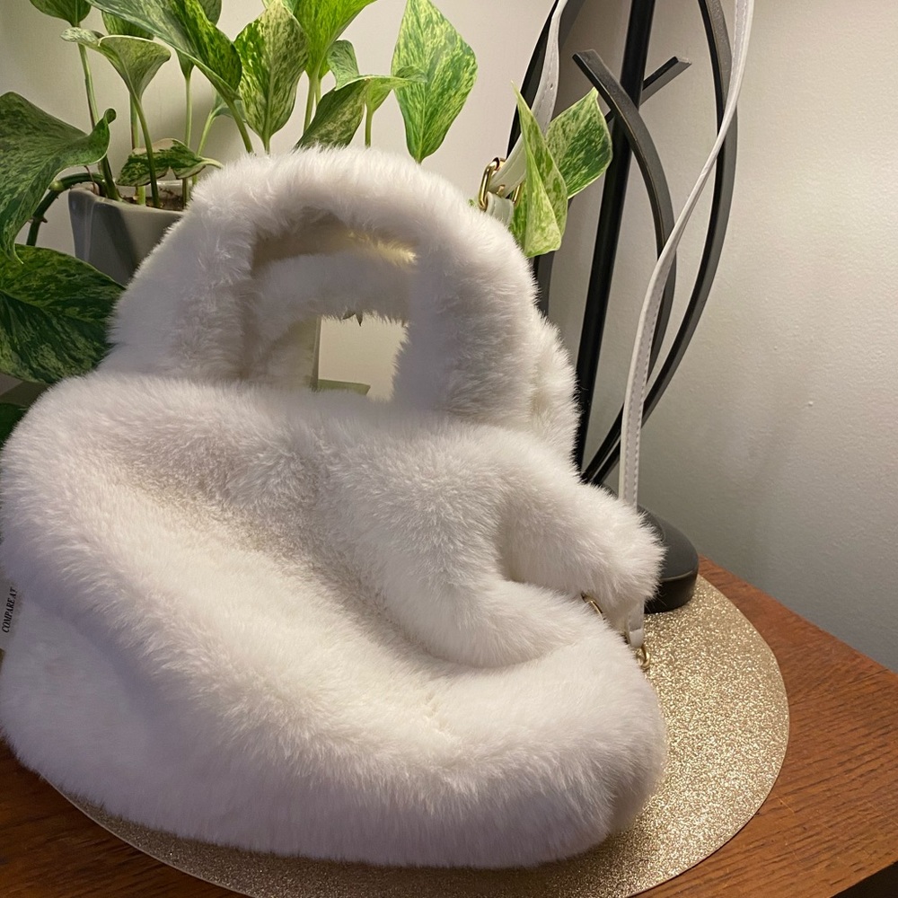 Cynthia Rowley Faux Fur Fuzzy White purse